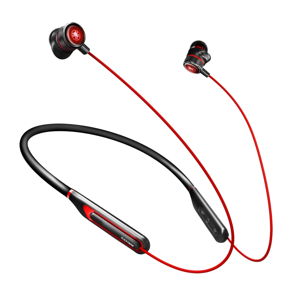 PLEXTONE Puji G2 neck-hanging metal Bluetooth game headset in black, red, and green with 10 mm horn and Bluetooth 5.0 + EDR.