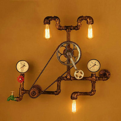 Steampunk style industrial valve with red copper finish and 3/4 thread connection