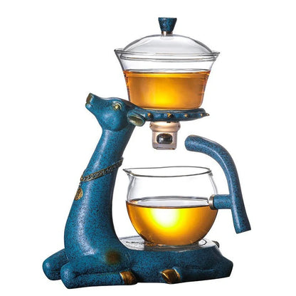 Creative Deer Glass Teapot with heat-resistant design and infuser