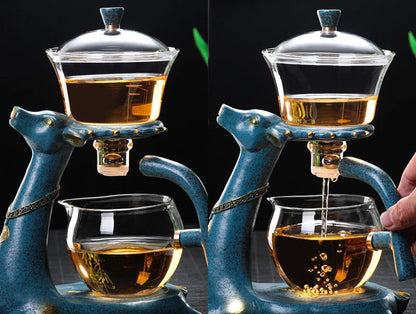 Creative Deer Glass Teapot with heat-resistant design and infuser