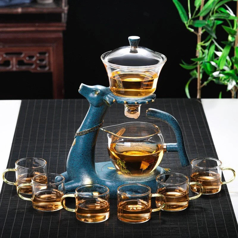 Creative Deer Glass Teapot with heat-resistant design and infuser