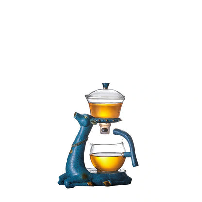 Creative Deer Glass Teapot with heat-resistant design and infuser