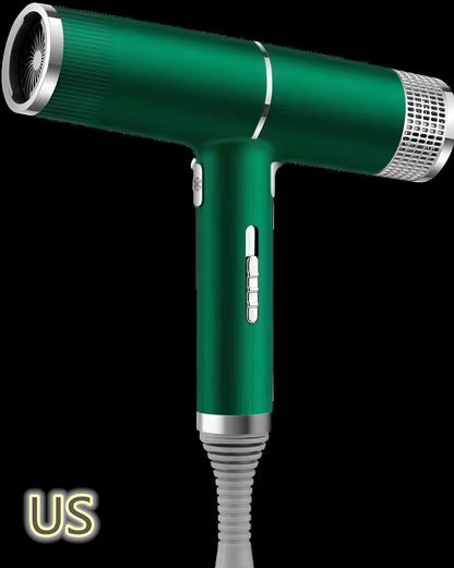 Silver 1800W household hair dryer with set and disperse nozzles showing compact design