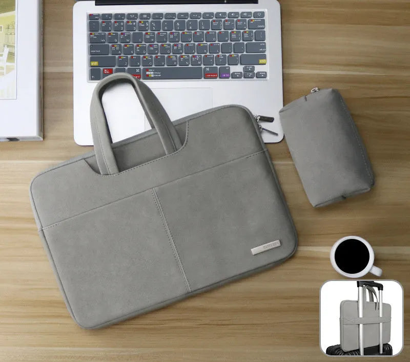 Blue waterproof laptop bag with zipper opening showing internal computer pocket and organisational compartments