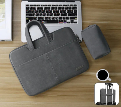 Blue waterproof laptop bag with zipper opening showing internal computer pocket and organisational compartments