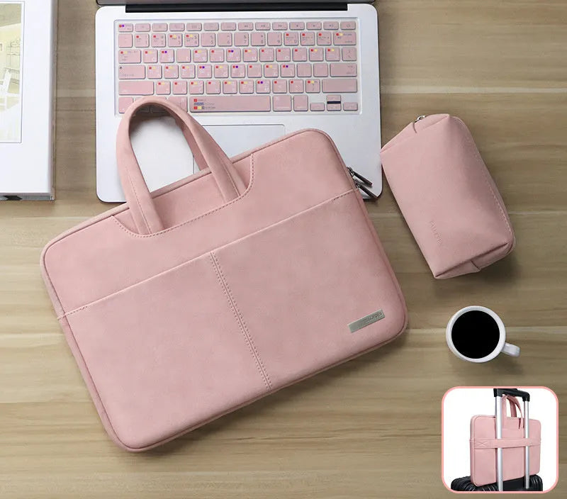 Blue waterproof laptop bag with zipper opening showing internal computer pocket and organisational compartments