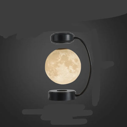 Magnetic levitation moon lamp floating above base with three colour changing effects