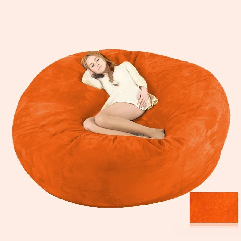 7ft oversized bean bag chair with removable suede fabric cover in various colour options for adult living room seating