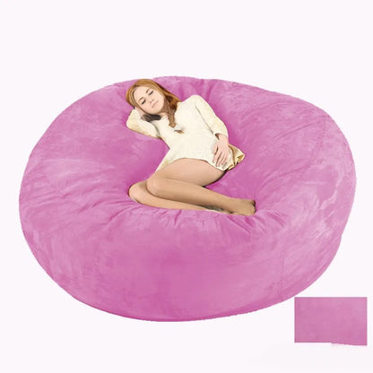 7ft oversized bean bag chair with removable suede fabric cover in various colour options for adult living room seating