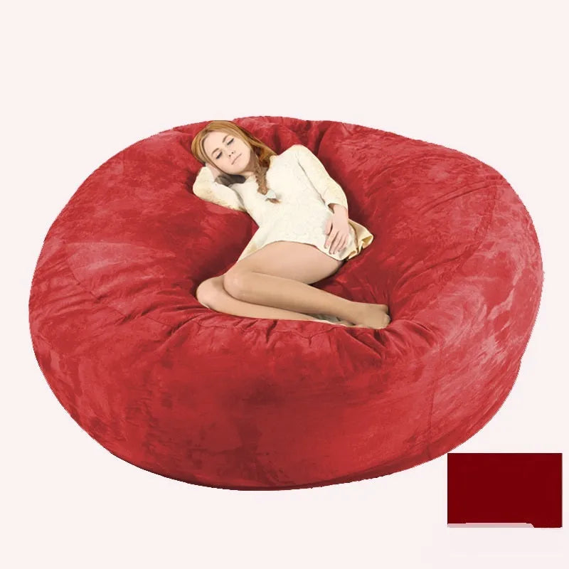 7ft oversized bean bag chair with removable suede fabric cover in various colour options for adult living room seating