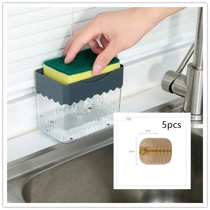 Stylish 2-in-1 sink caddy with liquid soap dispenser for streamlined kitchen organisation