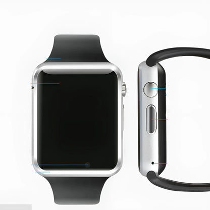 A1 Android Smart Watch with 1.54-inch screen shown in multiple colour options including black, silver, and gold.