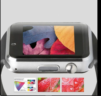 A1 Android Smart Watch with 1.54-inch screen shown in multiple colour options including black, silver, and gold.