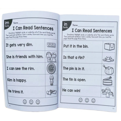 Children's phonics reading worksheet with English language activities for ages 6+