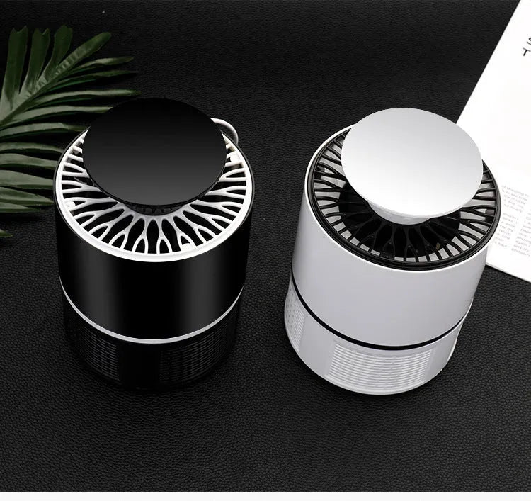 Black or white USB photocatalyst mosquito trap with UV lights, 19cm size, 94cm cable.