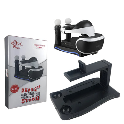Black ABS charging base for PlayStation 4 VR controllers on a gaming desk