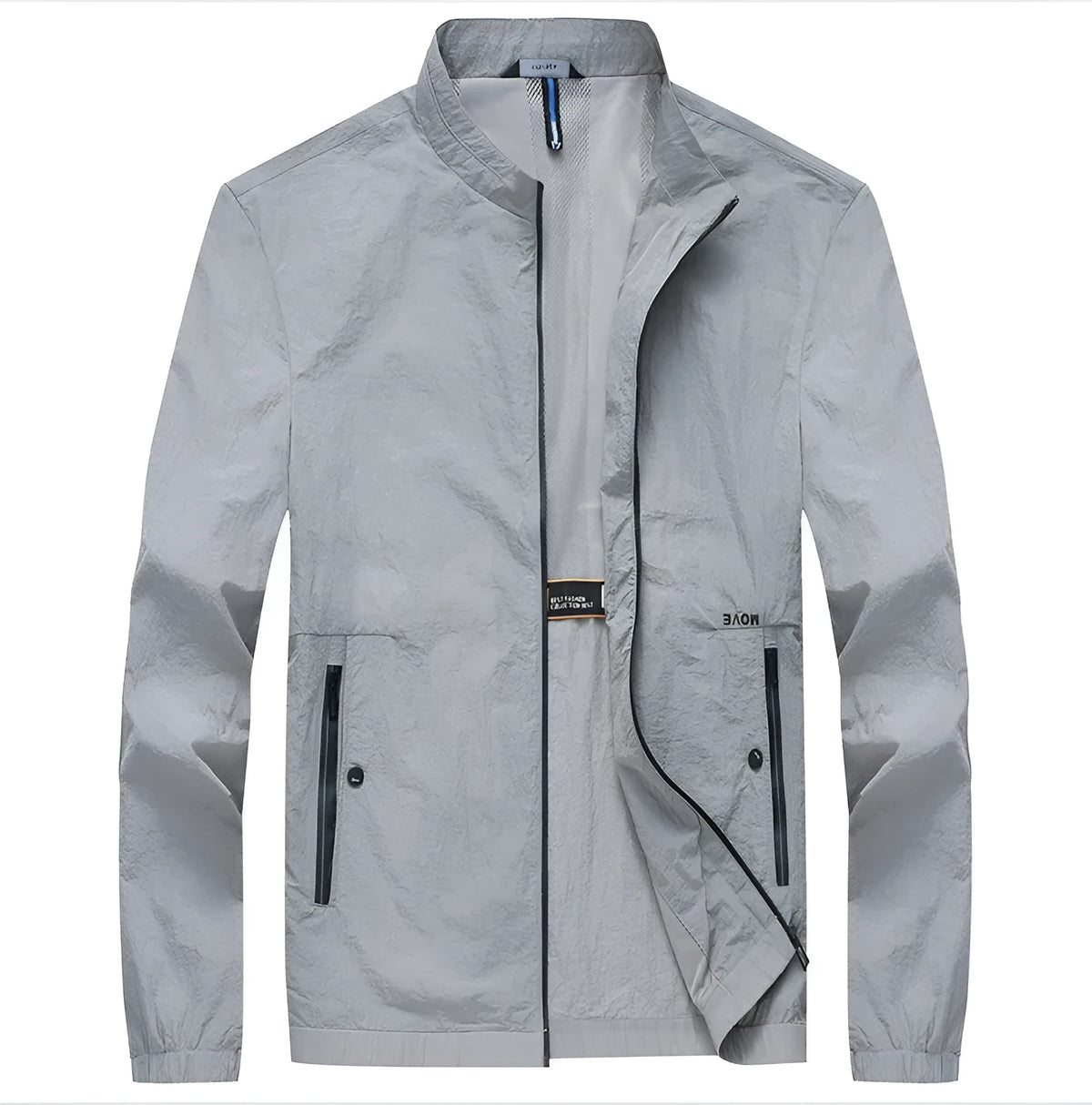 Kentino men's light blue polyester summer sunscreen shirt on a hanger.