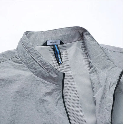 Kentino men's light blue polyester summer sunscreen shirt on a hanger.