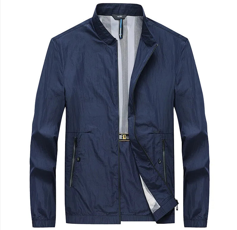 Kentino men's light blue polyester summer sunscreen shirt on a hanger.
