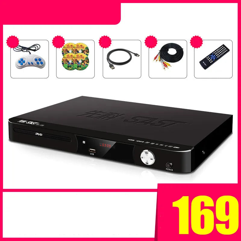 SAST Xianke SA208 portable DVD player with tray loading and USB port