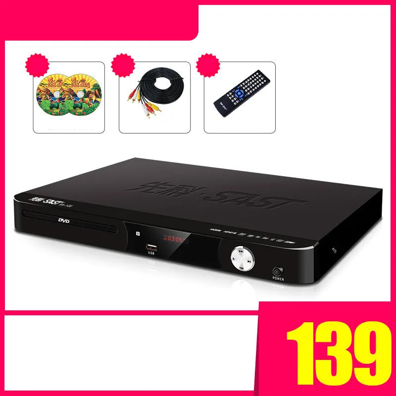 SAST Xianke SA208 portable DVD player with tray loading and USB port