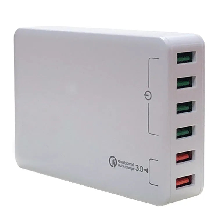 Black and white 60W desktop USB fast charger with indicator light for mobile phones