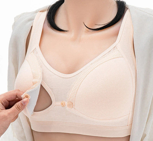Comfortable nursing bras for breastfeeding mothers, featuring soft cotton-silk blend fabric, wire-free design, and discreet nursing access panels.