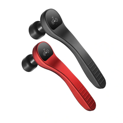 Portable USB Mini Fascia Gun in black and red options for muscle relaxation