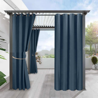 Solid colour blackout curtain panel in neutral colour with pre-punched holes along top edge