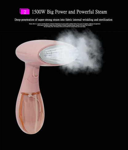 Pink Sokany handheld steam ironing brush with EU plug for clothes smoothing