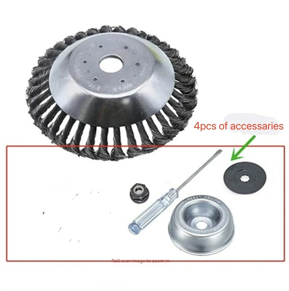 Stainless steel wire lawn mower head for garden weed and debris removal