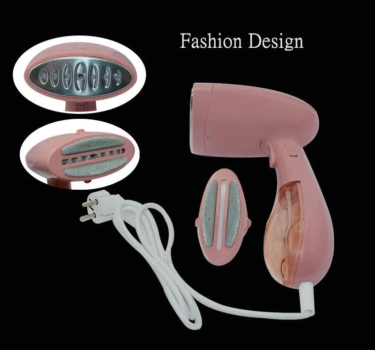 Pink Sokany handheld steam ironing brush with EU plug for clothes smoothing