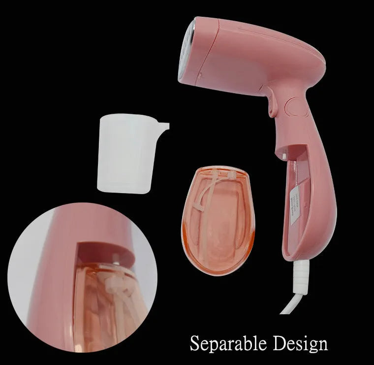 Pink Sokany handheld steam ironing brush with EU plug for clothes smoothing