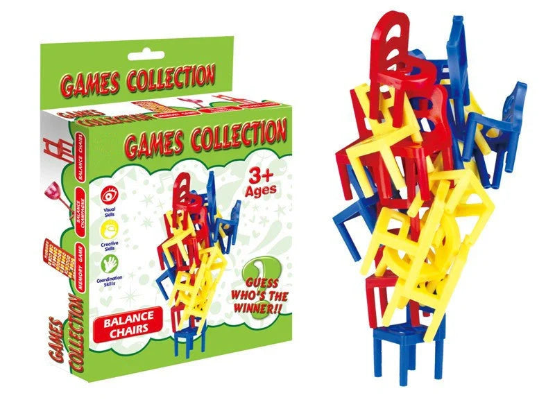 Colourful Balance Chairs Stacking Game for educational family fun