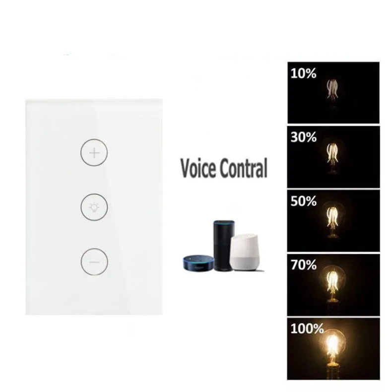 120 type smart dimmer with black or white PC fireproof shell and 4mm tempered glass touch panel