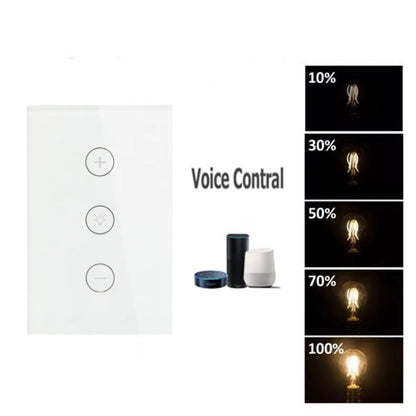 120 type smart dimmer with black or white PC fireproof shell and 4mm tempered glass touch panel