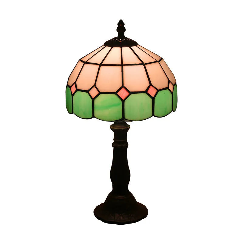Retro yellow glass bedside table lamp with resin base, 20 x 12 x 35cm, Mediterranean style