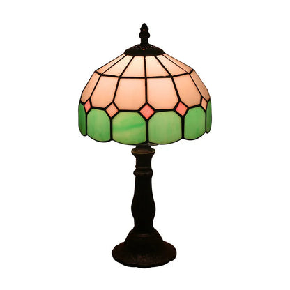 Retro yellow glass bedside table lamp with resin base, 20 x 12 x 35cm, Mediterranean style