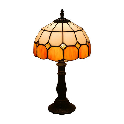 Retro yellow glass bedside table lamp with resin base, 20 x 12 x 35cm, Mediterranean style