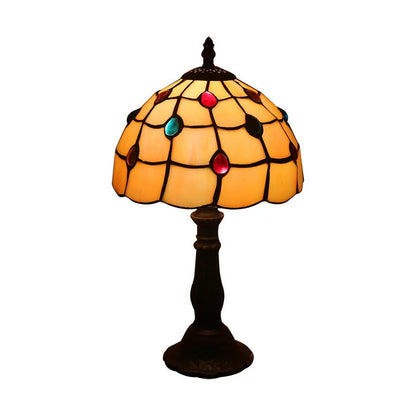 Retro yellow glass bedside table lamp with resin base, 20 x 12 x 35cm, Mediterranean style
