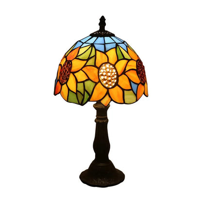 Retro yellow glass bedside table lamp with resin base, 20 x 12 x 35cm, Mediterranean style