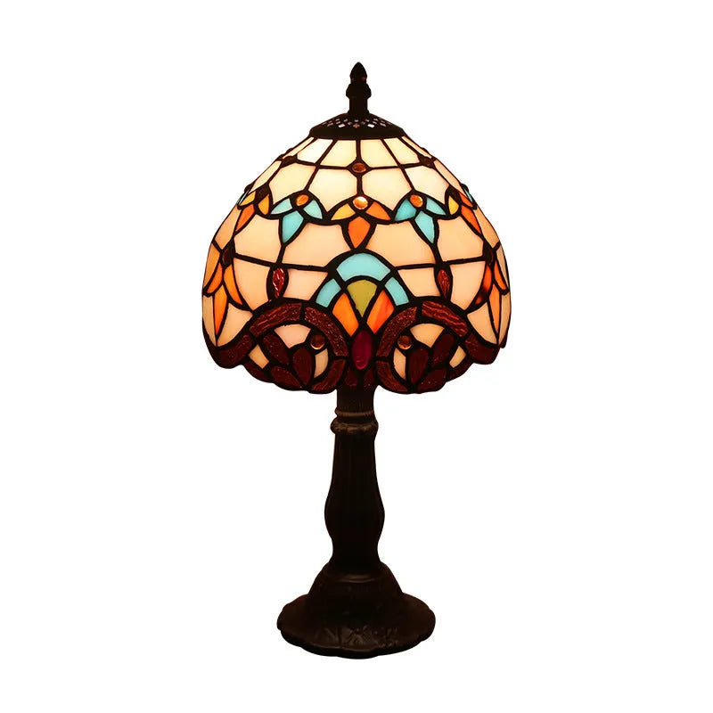 Retro yellow glass bedside table lamp with resin base, 20 x 12 x 35cm, Mediterranean style