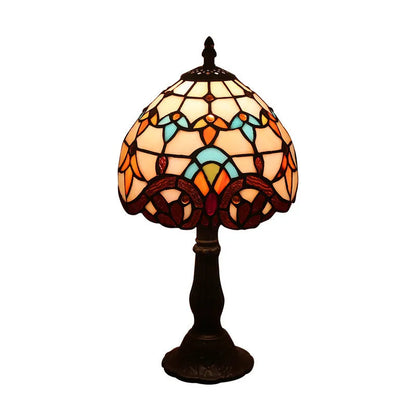 Retro yellow glass bedside table lamp with resin base, 20 x 12 x 35cm, Mediterranean style