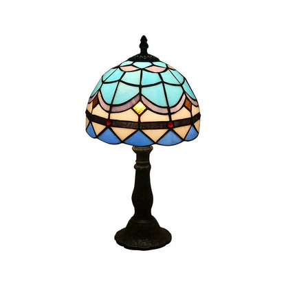 Retro yellow glass bedside table lamp with resin base, 20 x 12 x 35cm, Mediterranean style