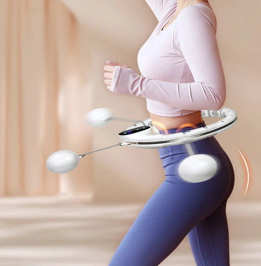 Adjustable Smart Counting Fitness Hoop in white for waist slimming and body building