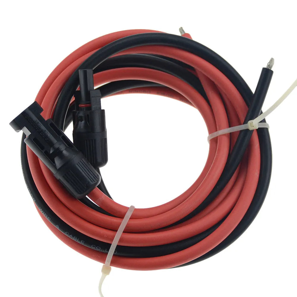 Red and black MC4 solar extension cable with low-smoke halogen-free insulation for photovoltaic systems