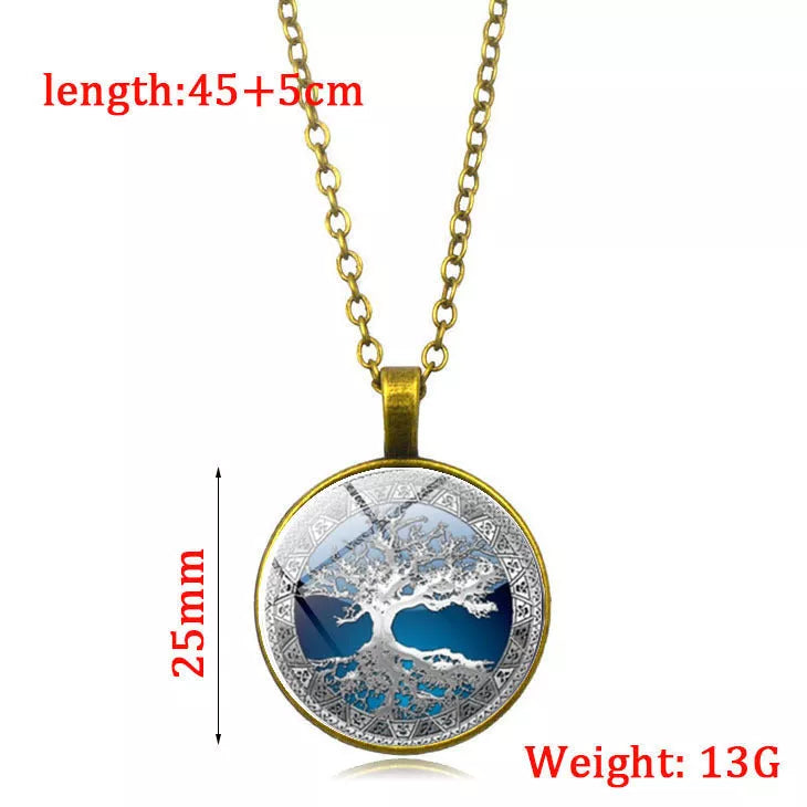 Celtic Tree Time Gemstone Necklace Pendant in alloy with electroplating treatment