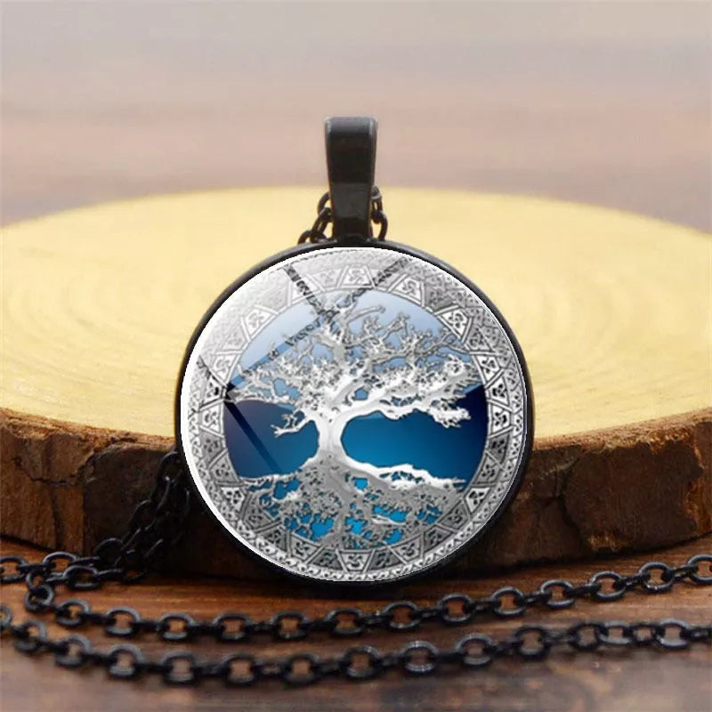 Celtic Tree Time Gemstone Necklace Pendant in alloy with electroplating treatment