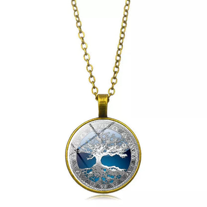 Celtic Tree Time Gemstone Necklace Pendant in alloy with electroplating treatment