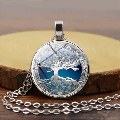 Celtic Tree Time Gemstone Necklace Pendant in alloy with electroplating treatment